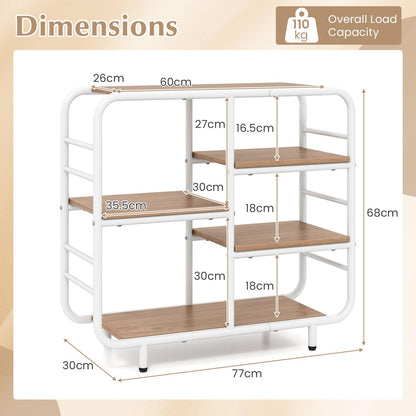 5-Tier Bookshelf, Metal Frame Open Book Shelf, Natural