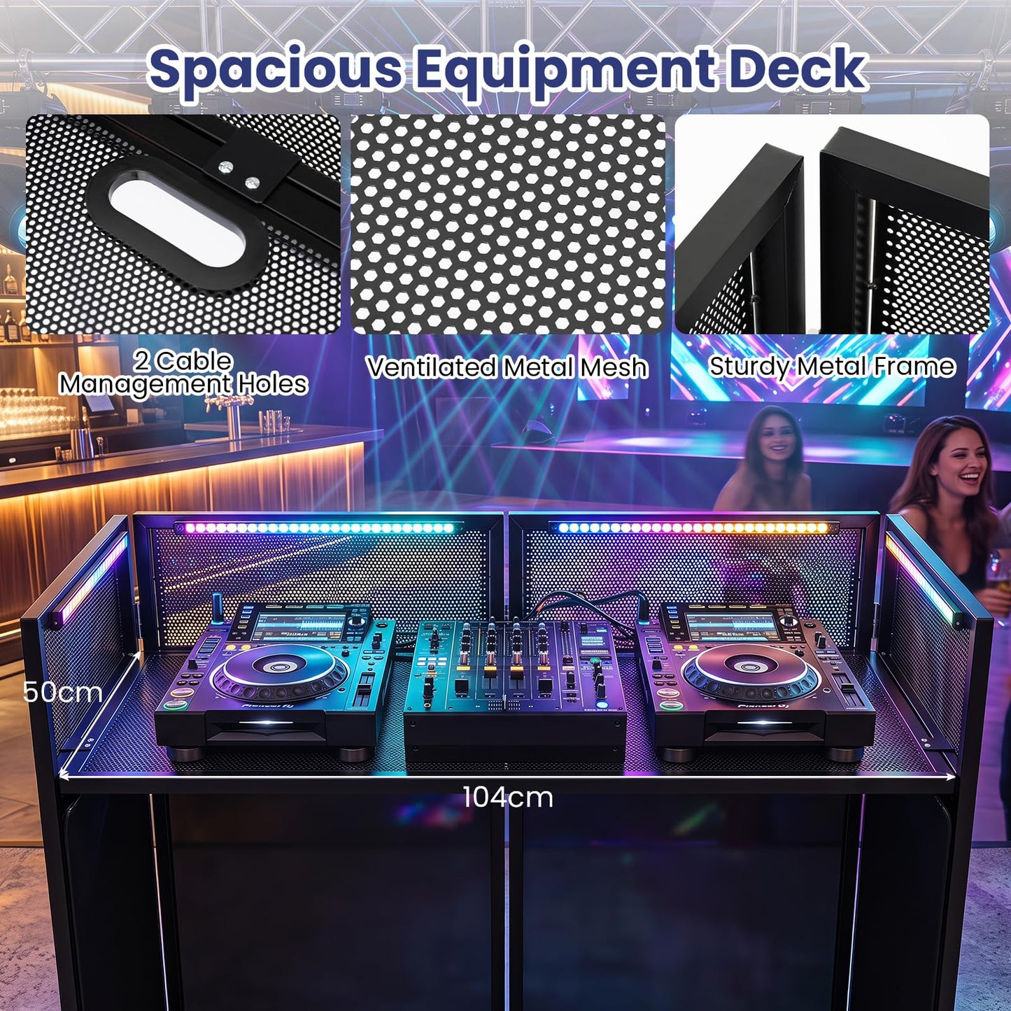 Portable DJ Booth with Black/White Scrims, Mesh Table & Carry Bag