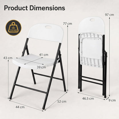 Foldable Plastic Chairs with Ergonomic Backrest and Metal Legs