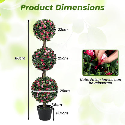 Artificial Rose Topiary Ball Tree, Ball Shaped Fake Plant