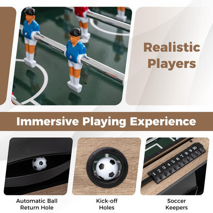 2 in 1 Multi Game Table, 124cm Reversible Football & Pool Combo Table with 2 Foosballs