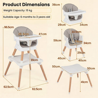 9 in 1 Convertible High Chairs for Toddlers, Infant Highchairs with Solid Wood Legs