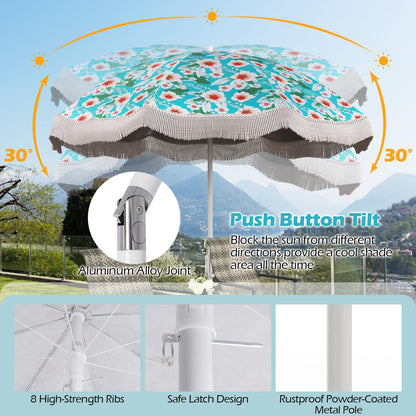 6.5FT UPF50+ Sun Protection Sunshade Shelter with Carrying Bag and Push Button Tilt