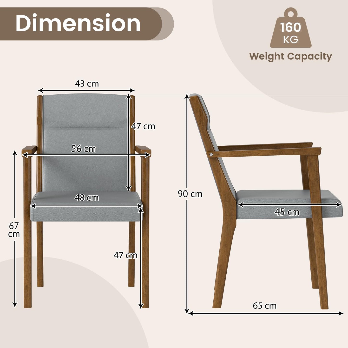 Mid-Century Modern Dining Chairs Set of 2 Upholstered Accent Chairs