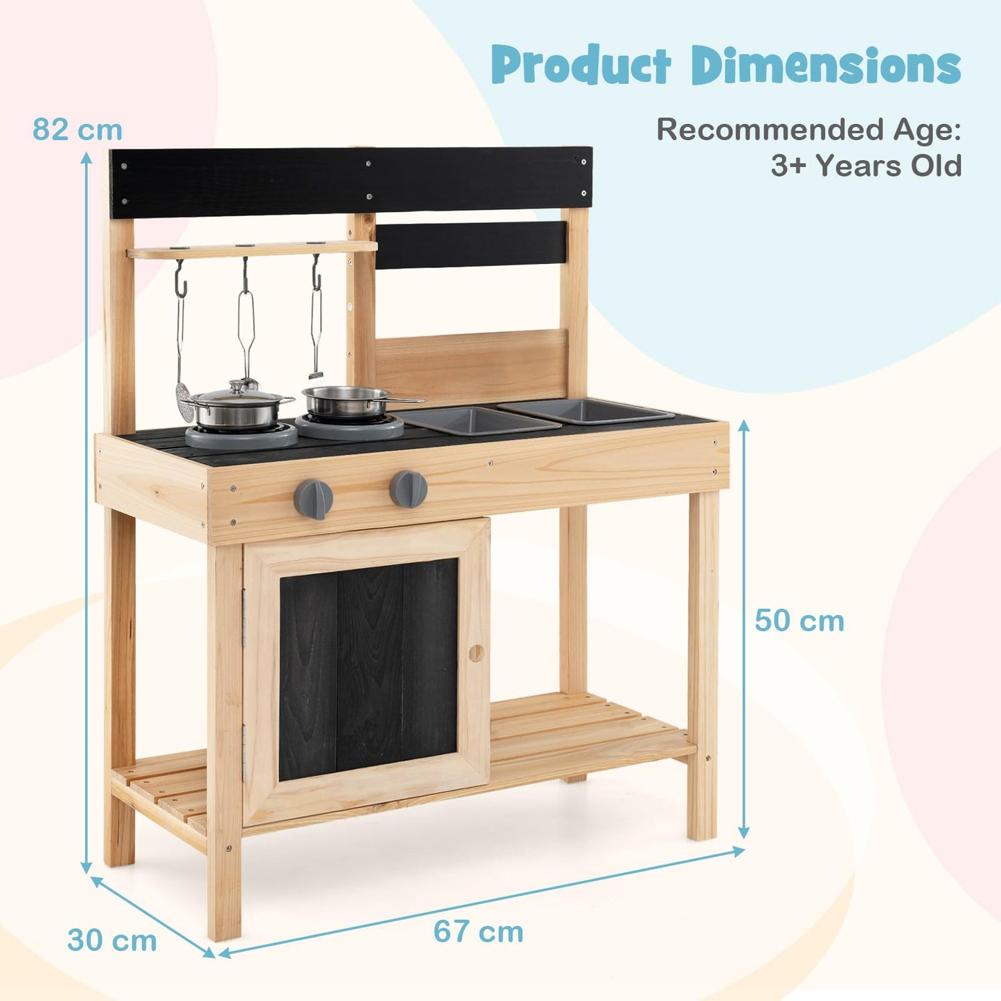 Mud Kitchen Playset with 2 Removable Sinks