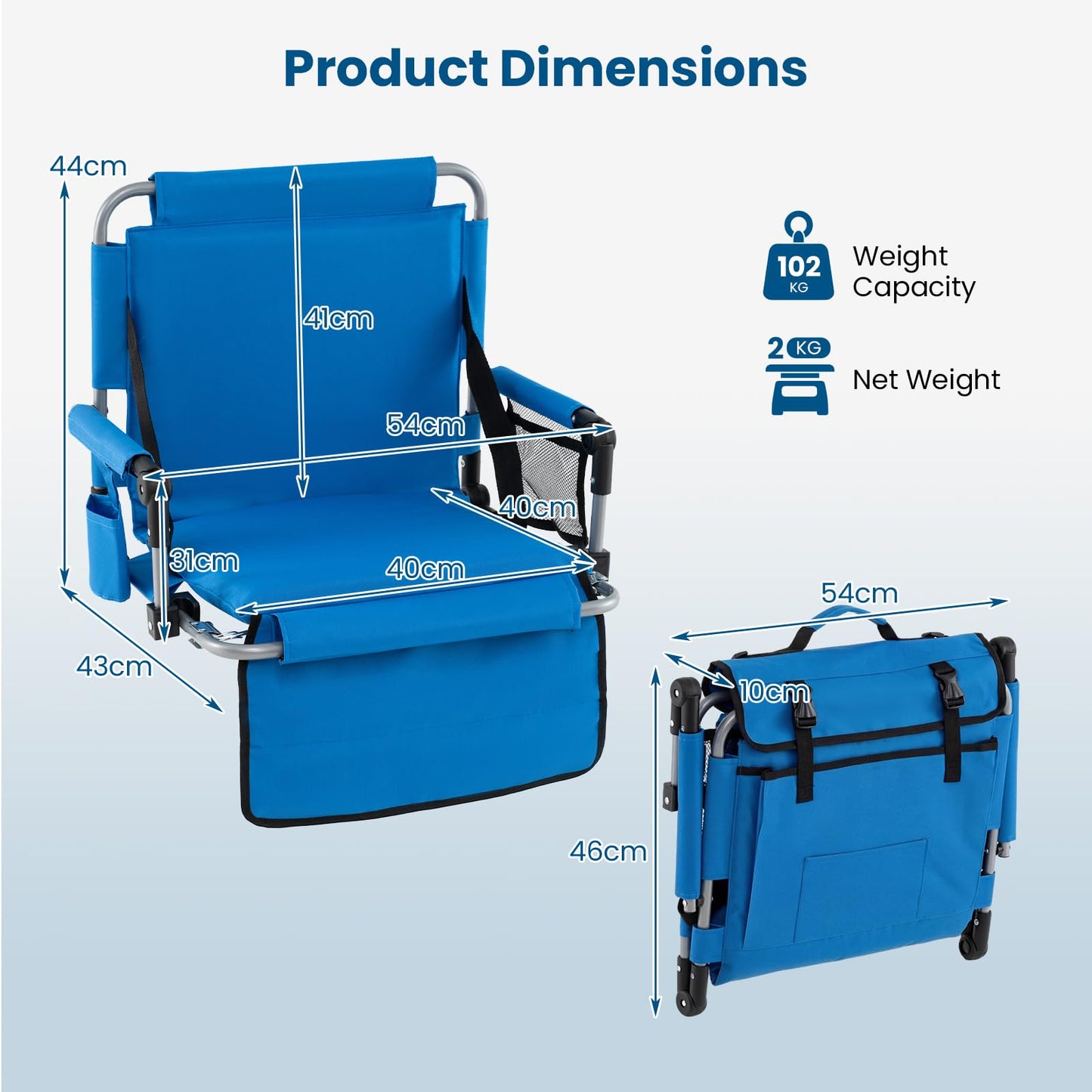 Foldable Stadium Seat, Padded Camping Chair with Back Support