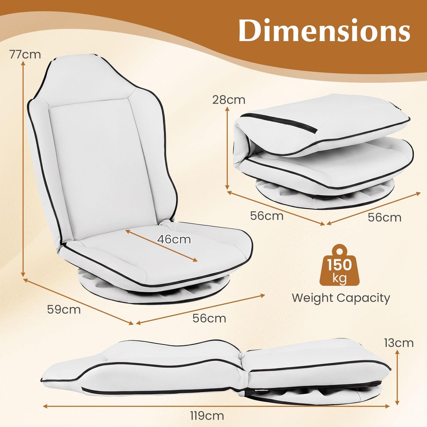 Folding Floor Chair with6-Position Adjustable Backrest