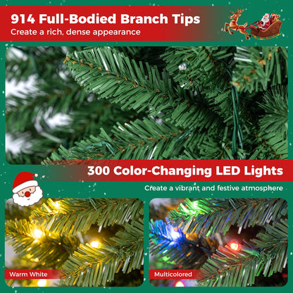 5/6/7FT Pre-lit Christmas Tree, Hinged Xmas Tree