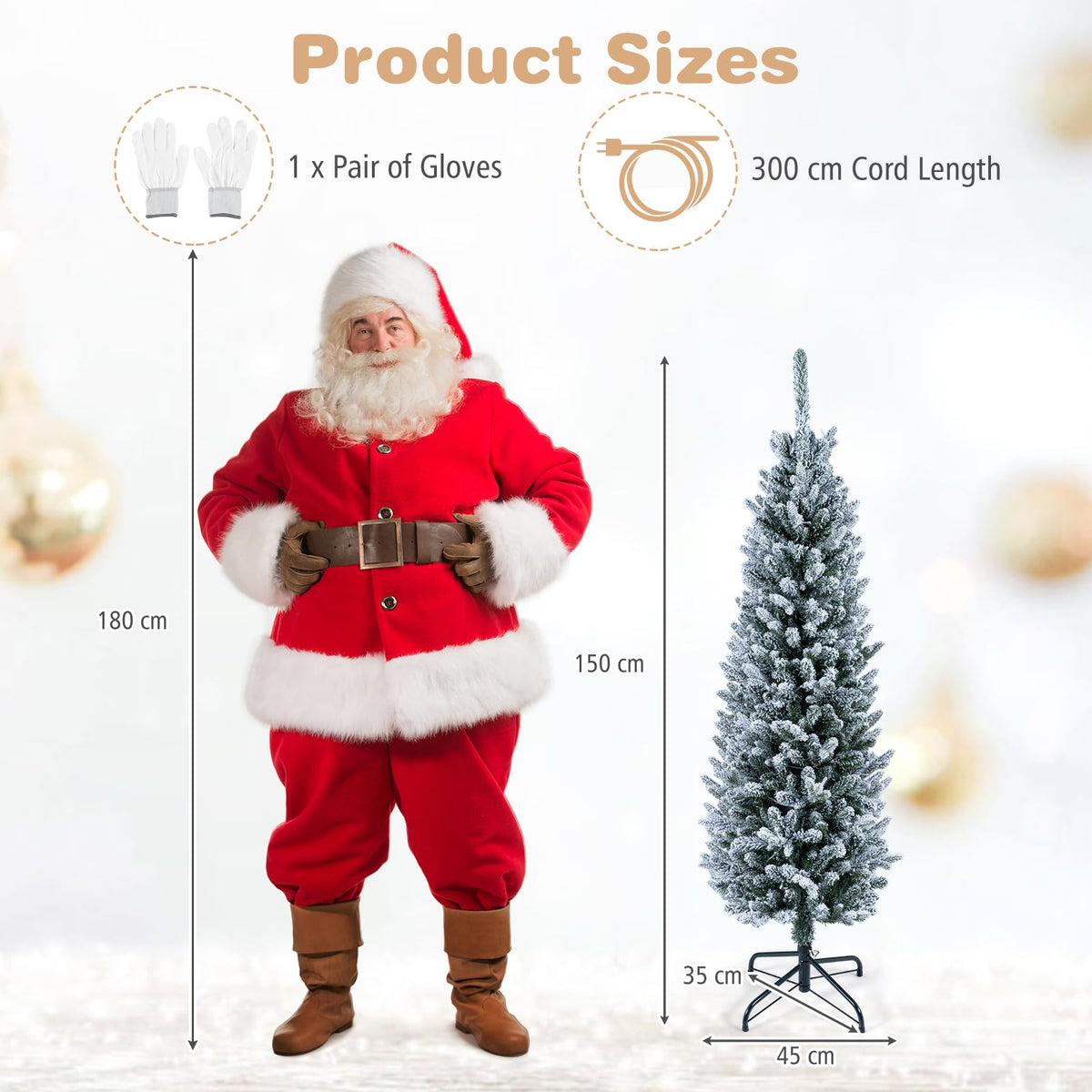 5/6FT Pre-Lit Christmas Tree, Artificial Frosted Hinged