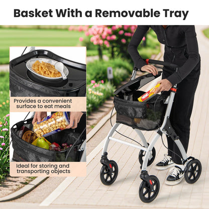 Rollator Walkers Lightweight Foldable Rolling Walker with Tray for Seniors