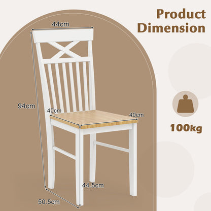 Farmhouse Dining Chair Set of 2 Wooden Kitchen Chair with Rubber Wood Frame