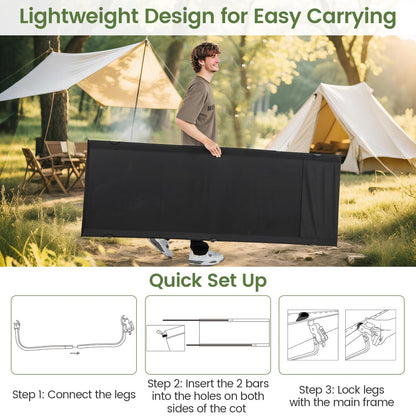 Ultralight Camping Cot for Adults with Side Pocket