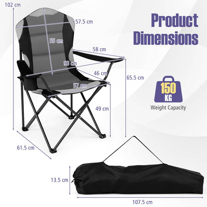 Pack Folding Camping Chair, Large Padded Chair