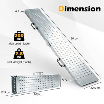 Folding Loading Ramps and 400 KG Capacity 2-Pack Multi-Use Ramps with Handles for Pickup Truck and Trailer