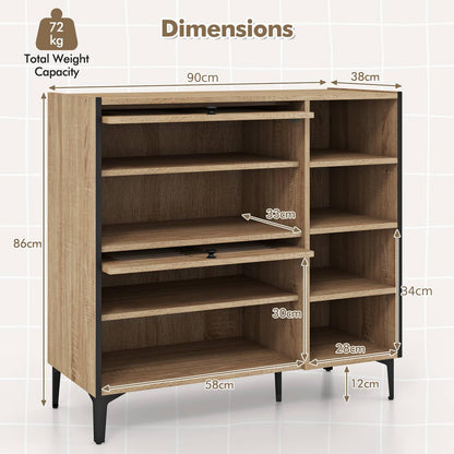 Freestanding Shoe Storage Cabinet Organizer with Flip Doors