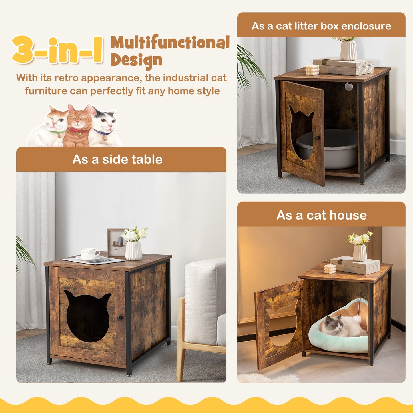 Wooden Kitty Hidden Washroom Toilet with Ventilated Hole