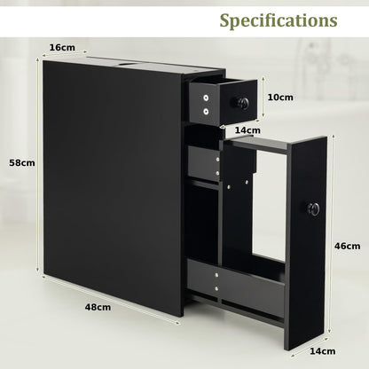 Slim Storage Cabinet with Slide-out Drawers and Flip open Top Cover