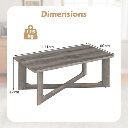 Coffee Table Rectangle Center Table with X-Shaped Base