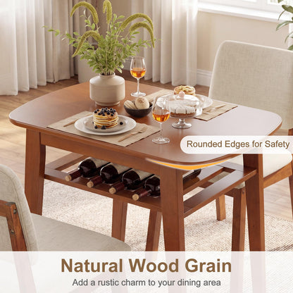 3-Piece Dining Table Set with Solid Wood Frame & Seat
