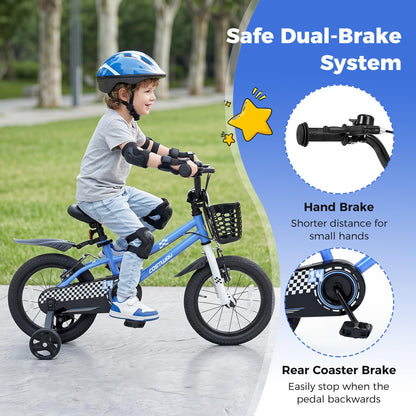 Kids Bike, Children's Training Bicycle | Toddler Bike with 2 Training Wheels, Removable Basket