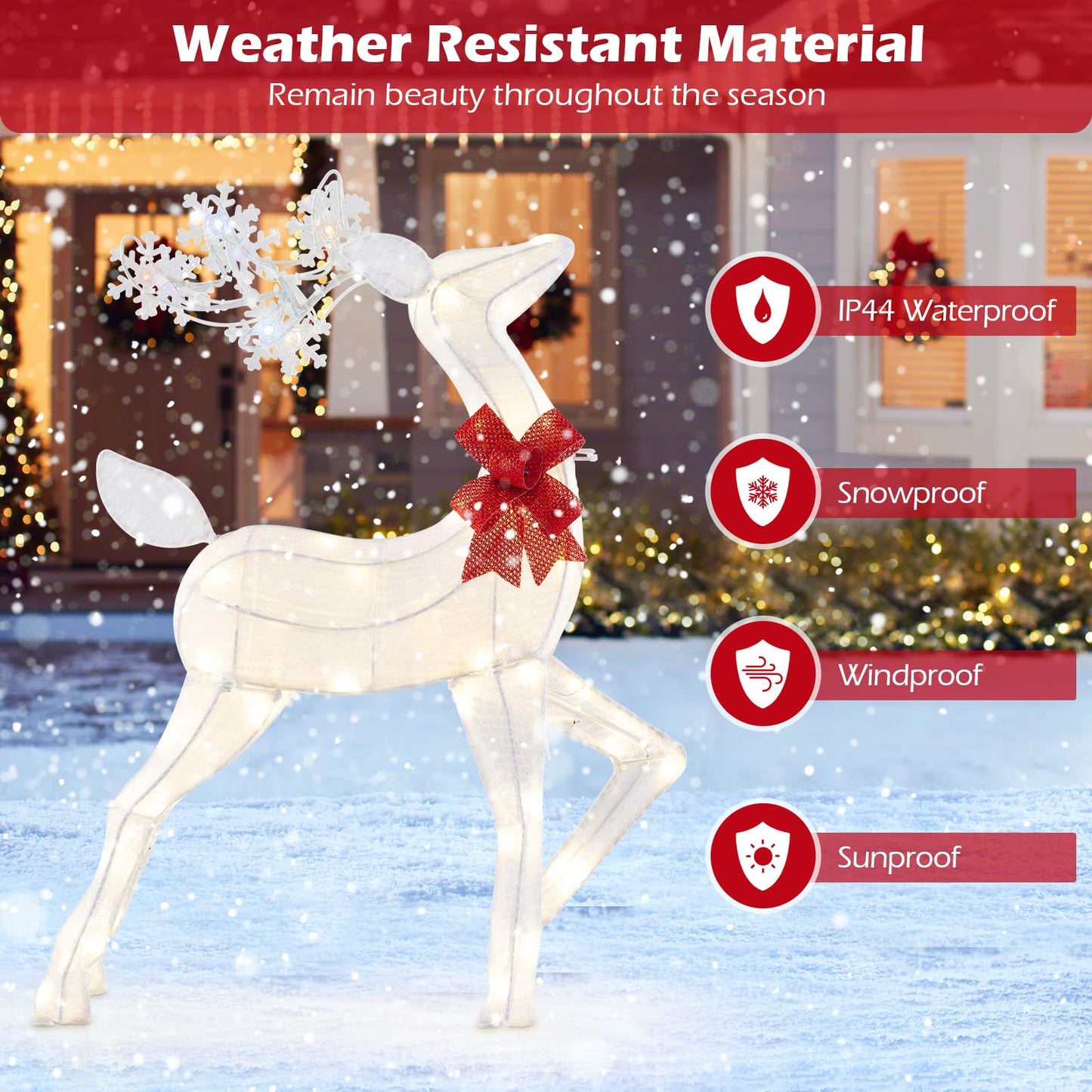 Christmas Lighted Reindeer with 48 Warm White LED Lights