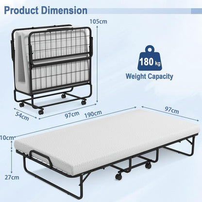 Folding Bed with 10 cm Mattress for Adults and Kids