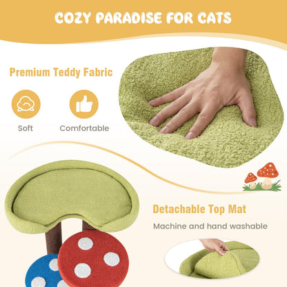 Cat Tree 94cm Mushroom Cat Climbing Tower with Scratching Posts