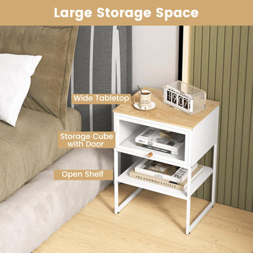 3-Tier Side Table with Storage Shelf for Living Room and Bedroom Set of 2