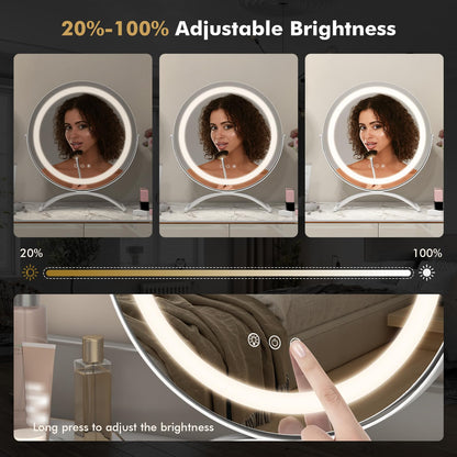 Makeup Vanity Mirror with Lights and Touch Screen with 360-Degree Rotation