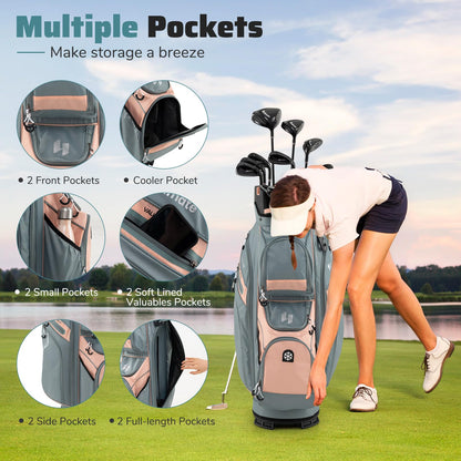Golf Cart Bag Molded Lock Top Golf Bag with 14-Way Full Length Dividers