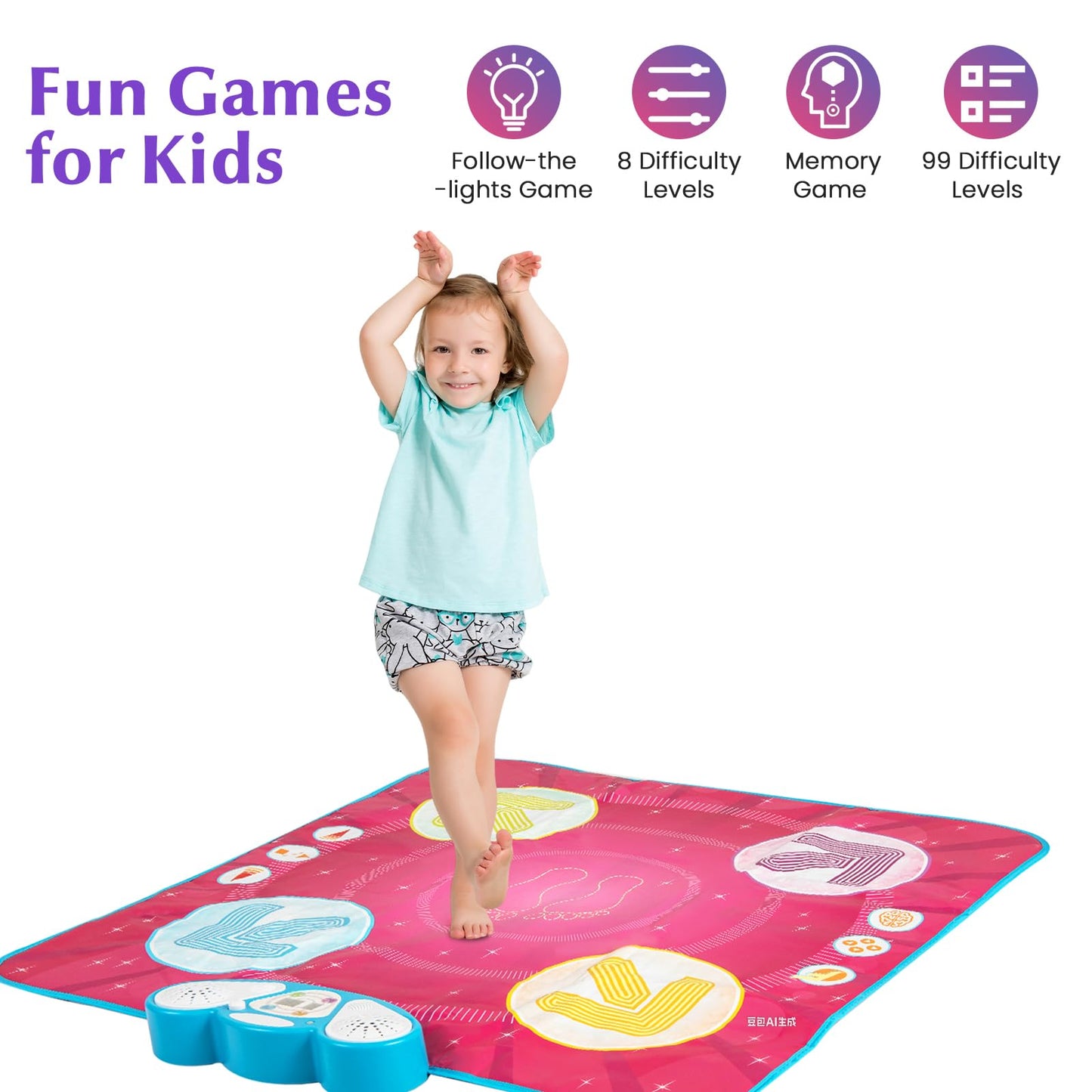 Fun Dance Mat with 8 Background Music and Adjustable Volume for Kids