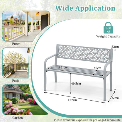 2 Person Heavy Duty Metal Frame Loveseat Park Bench