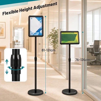 Height Adjustable Sign Holder Stand with Snap-Open Frame