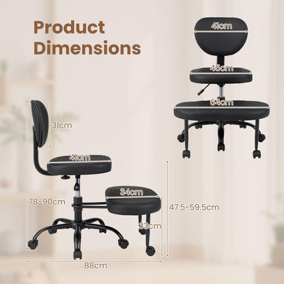 Ergonomic Cross Legged Office Chair with Wheels, Black