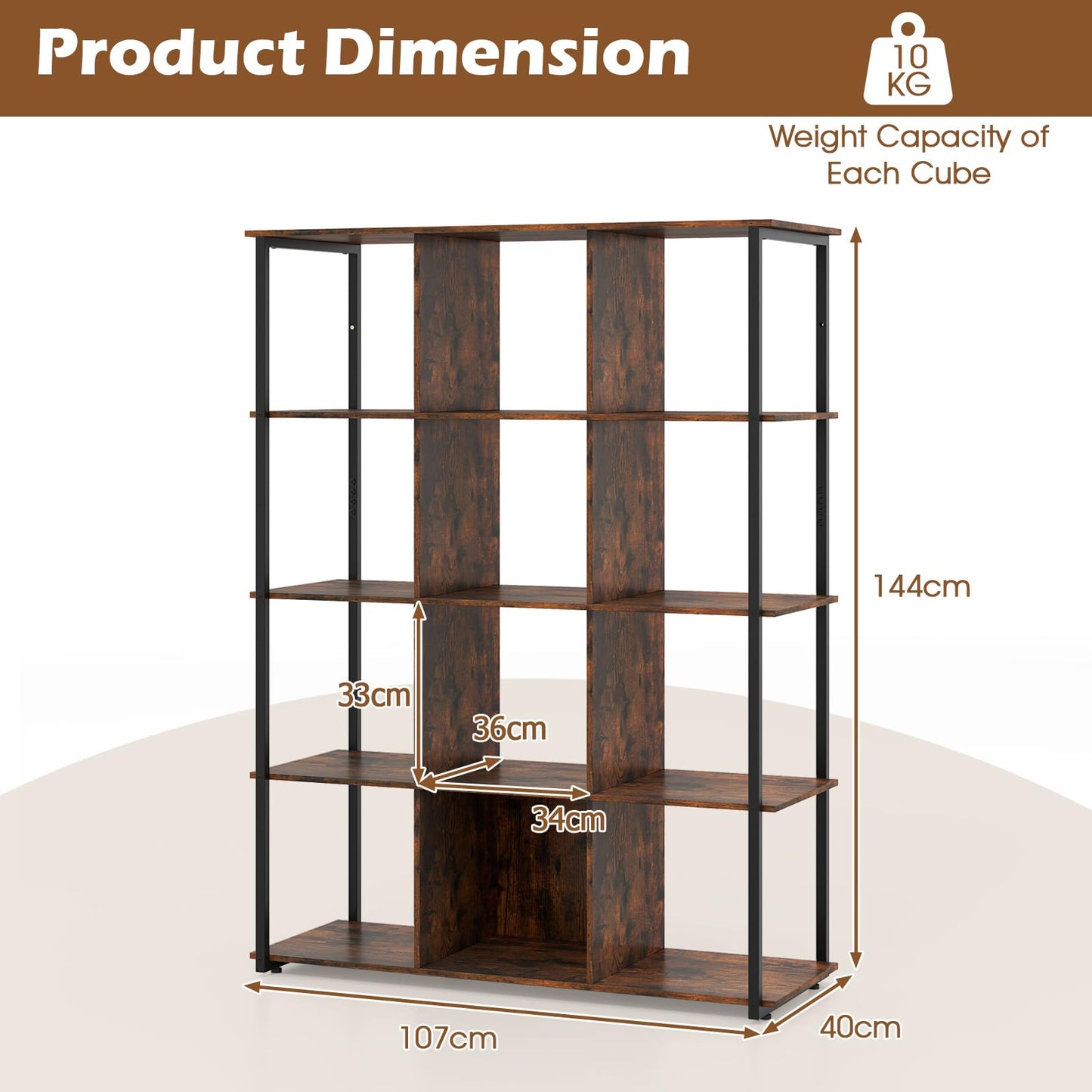 Tall Freestanding Bookshelf with 2 Anti tipping Kits