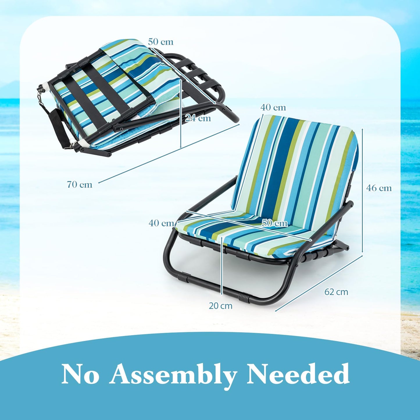 2 Pack Lightweight Folding Camping Chairs with Cushion