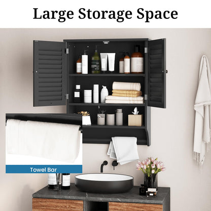 Bathroom Wall Cabinet with 2 Doors and 3-Position Adjustable Shelf