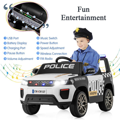 12V Kid Ride on Police Car with Remote Control for Children