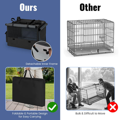 Foldable Soft Fabric Dog Cat Travel Crate with 2 Openings