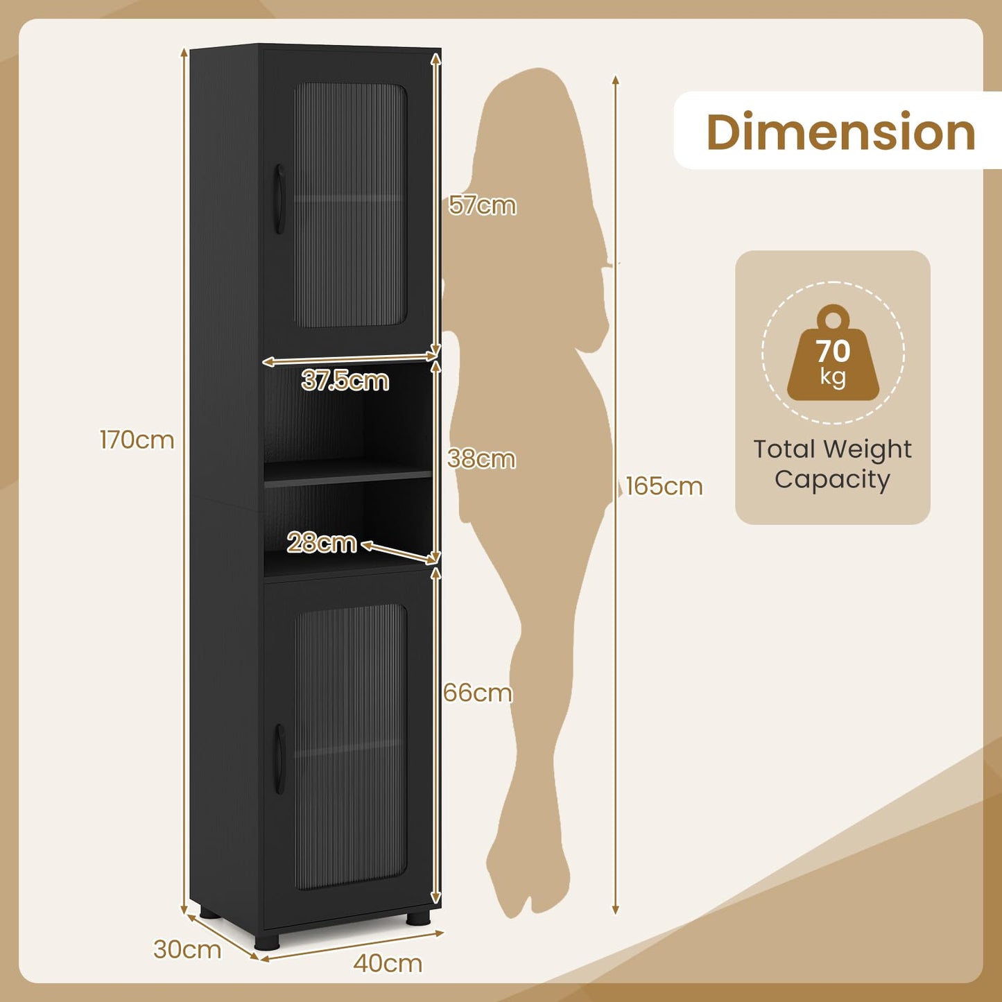 Tall Bathroom Cabinet, Freestanding Storage Cupboard