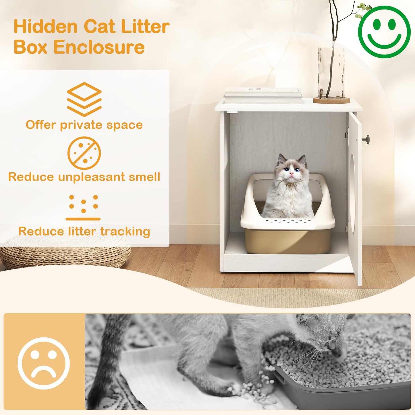 Wooden Kitty Hidden Washroom Litter Cabinet with Ventilated Hole