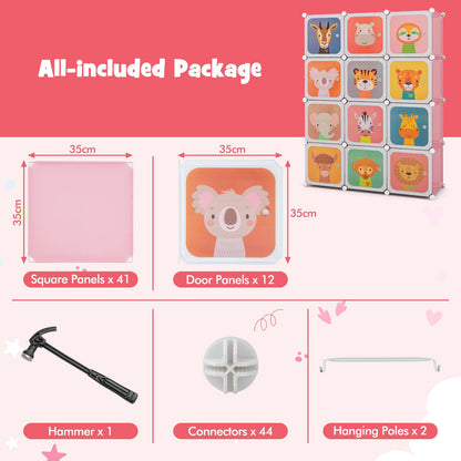 12 Cube Portable Kids Wardrobe with Hanging Section