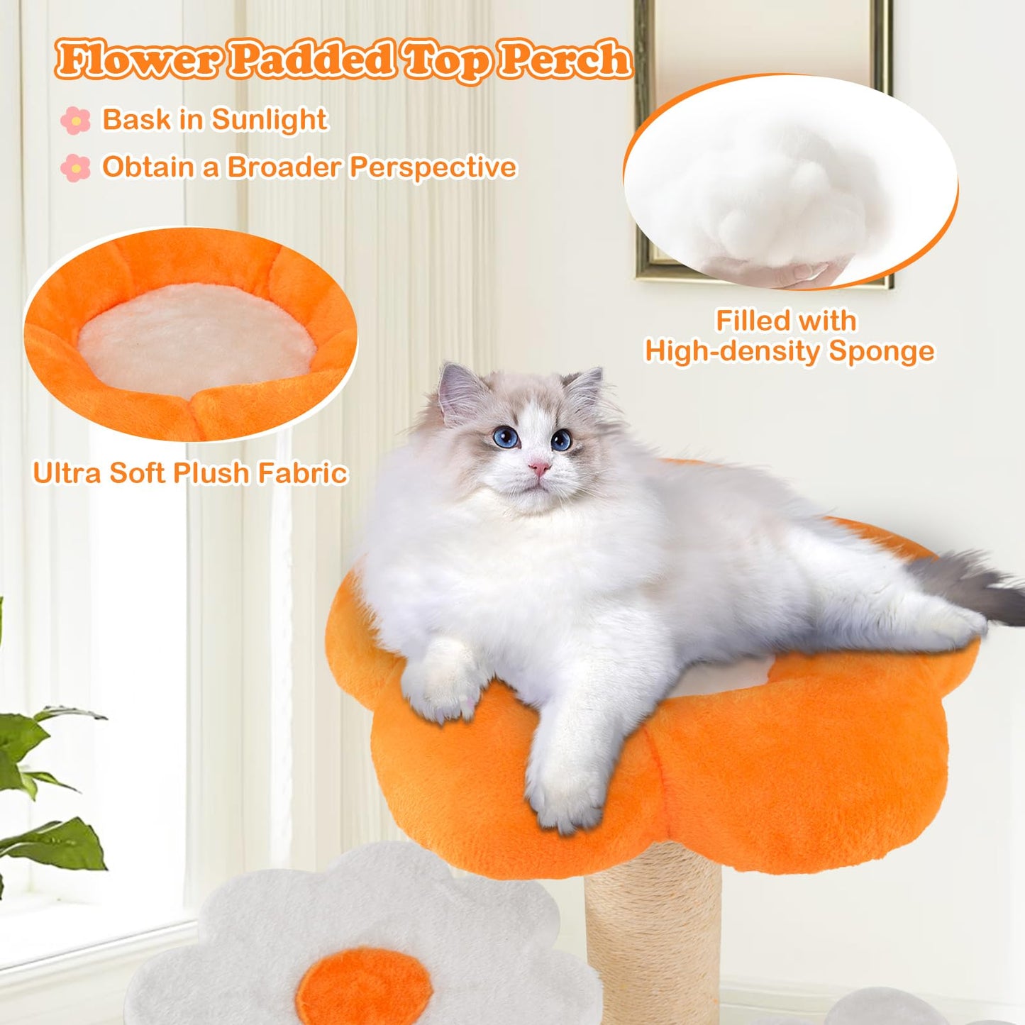 Cute Flower Cat Tree Kitty Tower with Sisal Scratching Posts