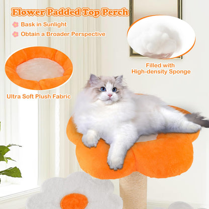 Cute Flower Cat Tree Kitty Tower with Sisal Scratching Posts