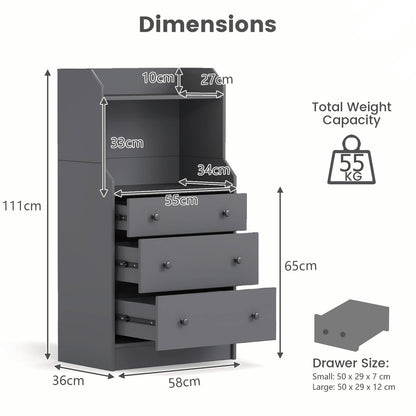 Modern Chest of Drawers Dresser with Shelves