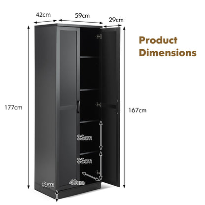 Wooden Storage Cabinet with 2 Doors and Adjustable Shelves