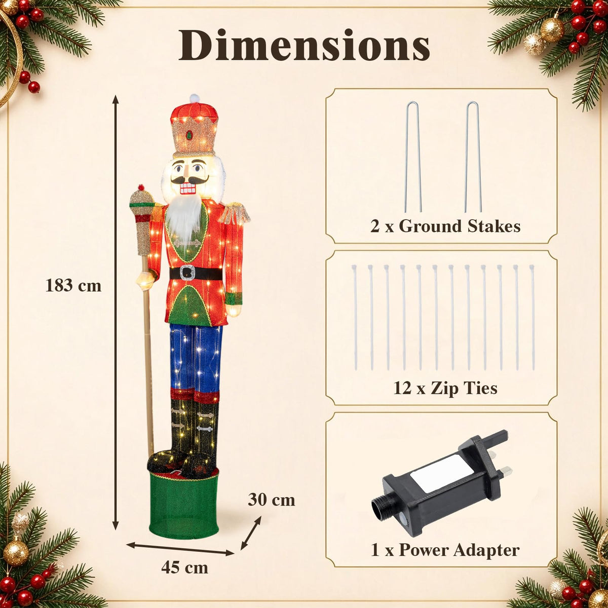 Lighted Nutcracker Soldier, Outdoor 3D Christmas Decoration