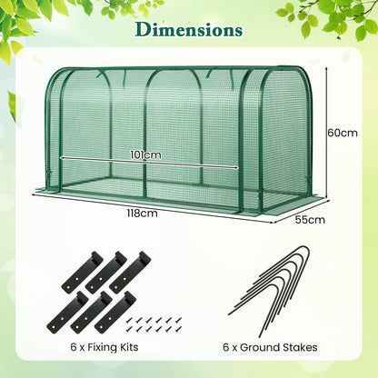 Portable Garden Patio Greenhouse with Roll-up Zipper Door and Waterproof Sun-Protective PE Cover