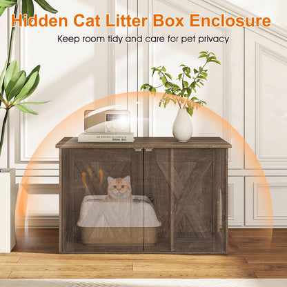 Cat Litter Box Enclosure, Hidden Privacy Kitty Washroom