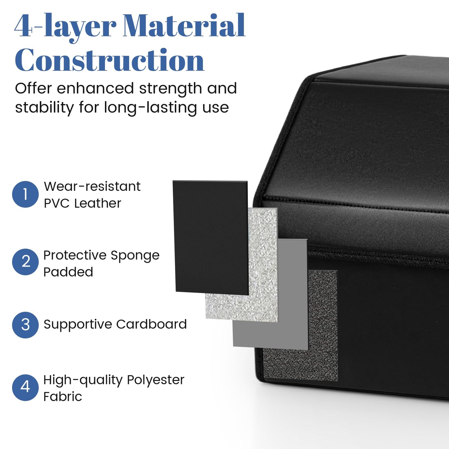 Leather Car Trunk Organizer with Lid Removable Divider and Large Capacity